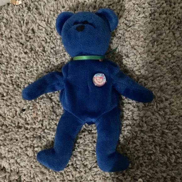Blue small Beanie Babies teddy bear - Picture 6 of 17
